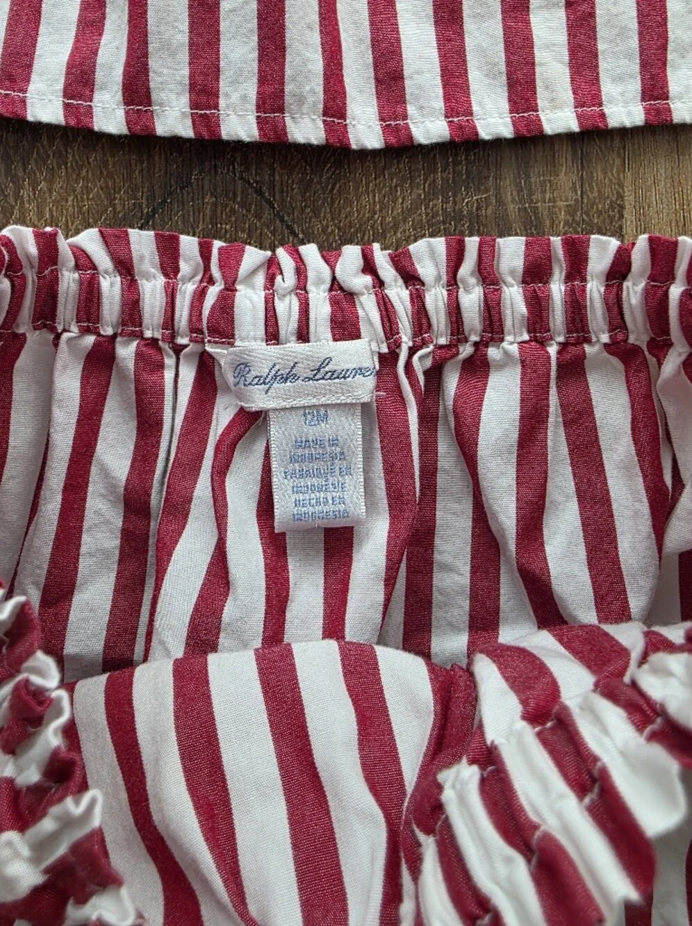 Ralph Lauren Baby Girls Striped Cotton Poplin Top and Bloomer Set Size 12M